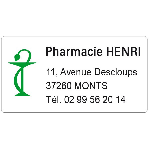 Etiquette Pharmacie 48,5x25,4mm personnalisée Par 500