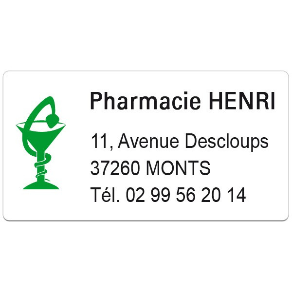 Etiquette Pharmacie 48,5x25,4mm personnalisée Par 500