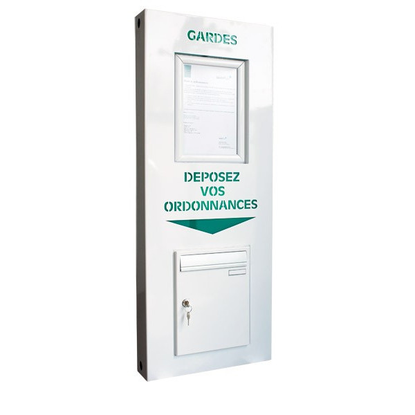 Boîte de dépôt d'ordonnances avec vitrine d'affichage et éclairage à LEDs