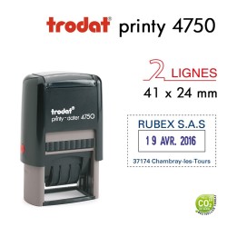Tampon Dateur Trodat Printy 4750, 2 lignes (41x24mm)