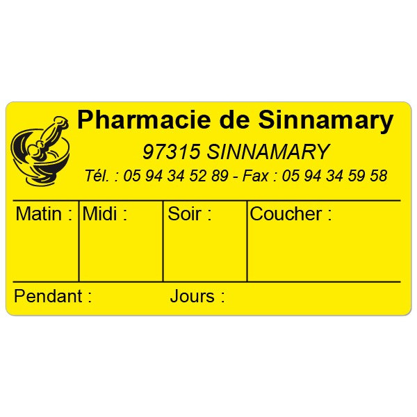 Etiquette Pharmacie 48,5x25,4mm personnalisée par 500