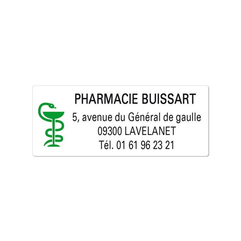 Etiquette Pharmacie personnalisée 50 x 20 mm Par 500