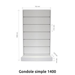 Alpha métal - Gondole Simple 1400 avec 5 tablettes métal