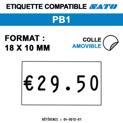 PB1 - Format 18x10 mm - Rouleau de 1000 étiquettes