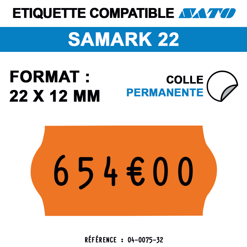 Etiquette samark22 22x12mm 1500etiq permanent