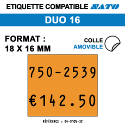 Etiquette duo16 18x16mm 1500etiq amovible