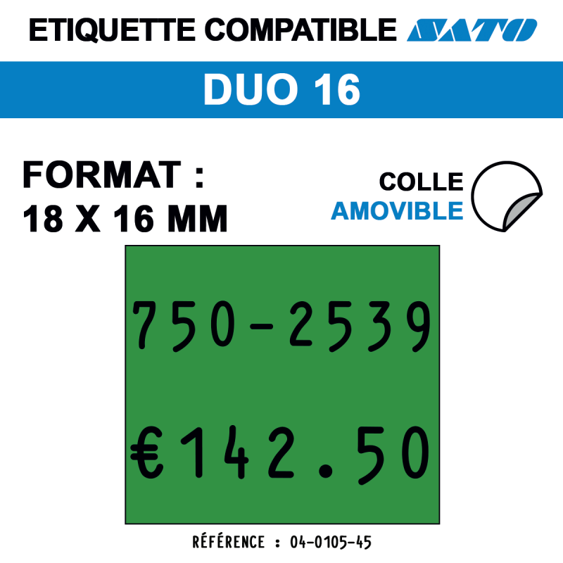 Etiquette duo16 18x16mm 1500etiq amovible