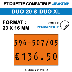 Etiquette duo20 23x16mm 1200etiq permanent