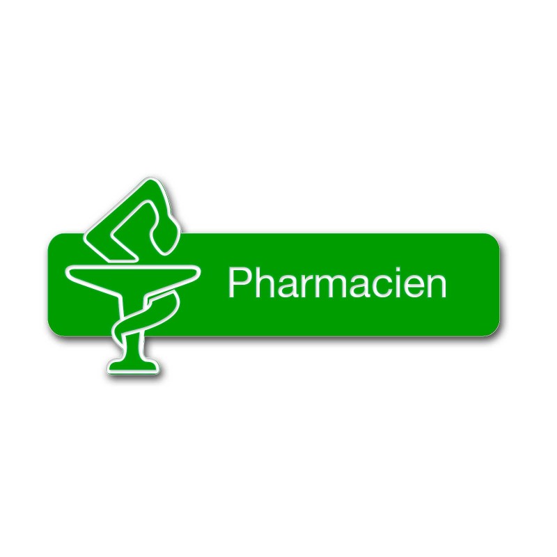 Badge pharmacien avec caducée Badge pharmacien avec caducée