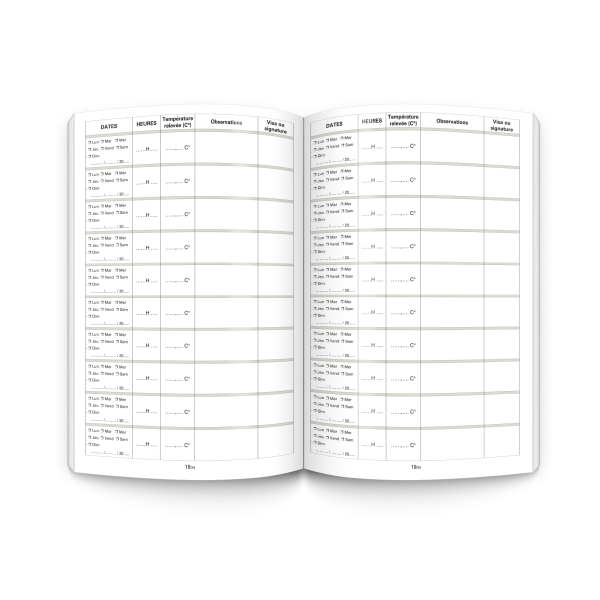 Registre pour le suivi des températures des médicaments thermosensibles