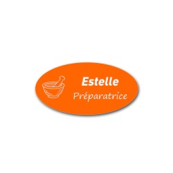 Badge personnalisé ovale orange
