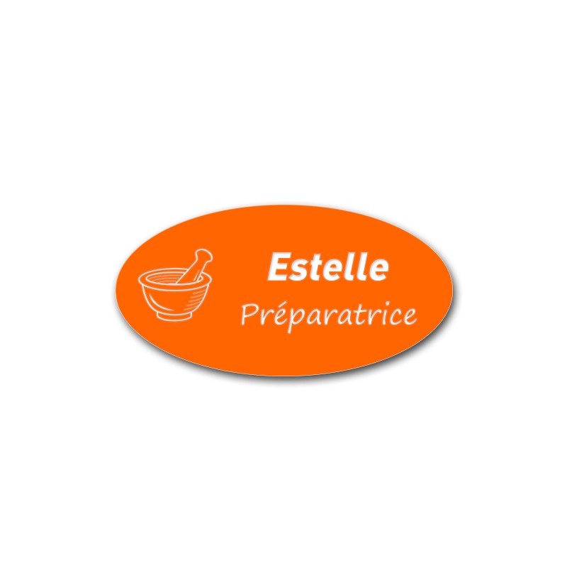 Badge personnalisé ovale orange