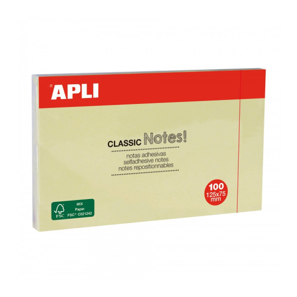 Note adhesive jaune repositionnable 100feuilles 76x127mm lot de12