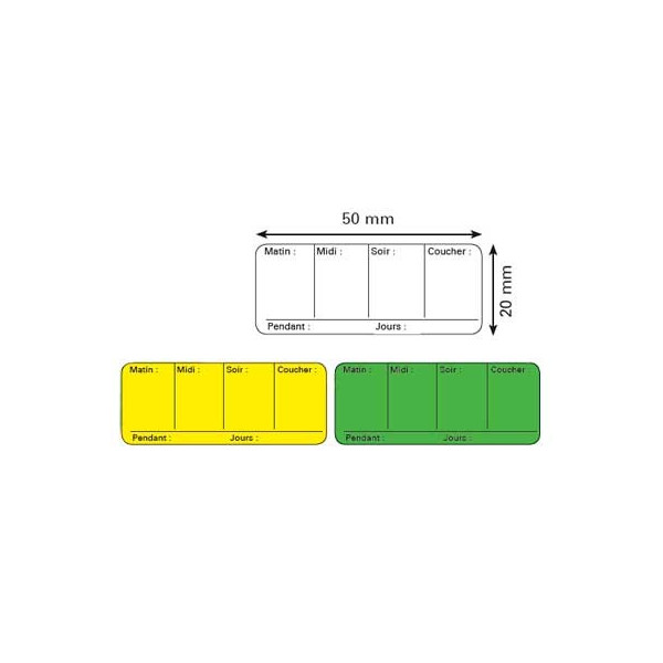 Etiquettes de pharmacie - posologie - 50 x 20 mm
