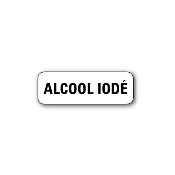 MINI ETIQUETTE DE PHARMACIE - contre étiquette 38 x 13 mm - ALCOOL IODE -
