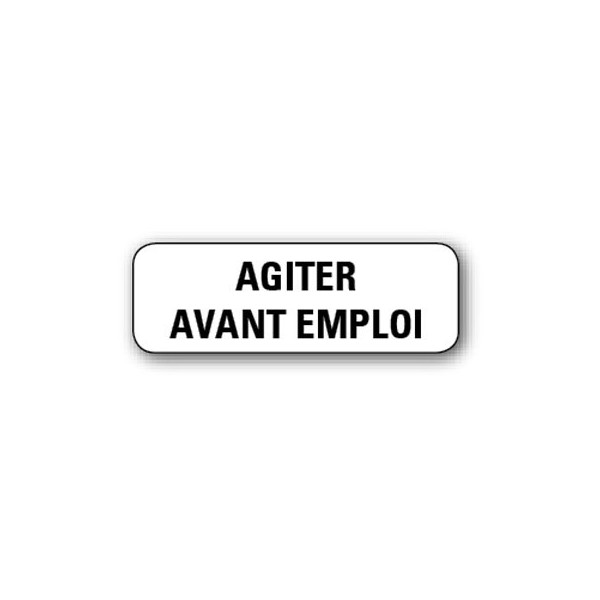 720 ETIQUETTES 38*13MM IMP "AGITER AVANT EMPLOI"