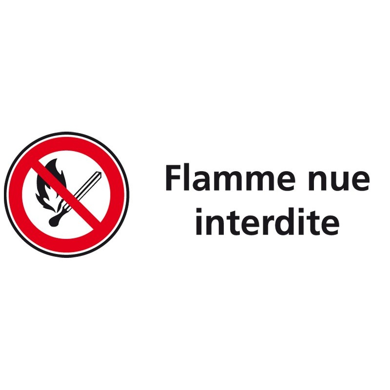 plaque acrylique securite 150x40mm flamme nue interdite