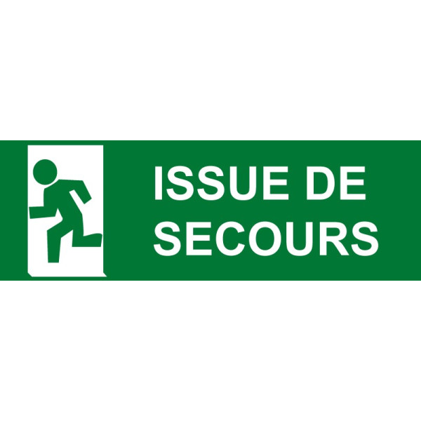 Plaque acrylique securite 150x40mm issue de secours gauche