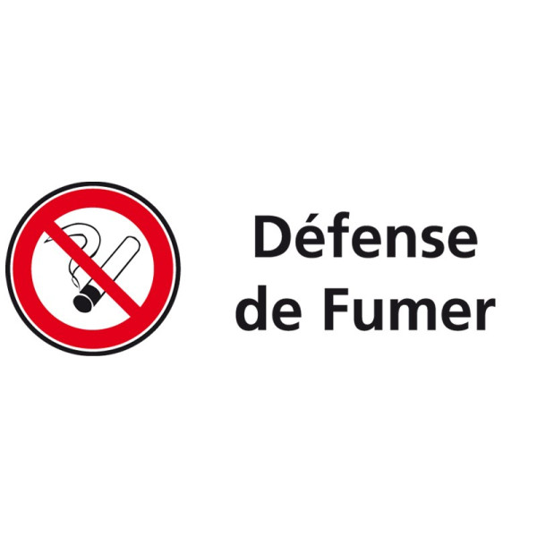 Plaque acrylique securite 150x40mm defense de fumer