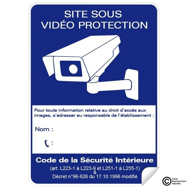 Panneau adhésif d'information de site sous vidéo surveillance