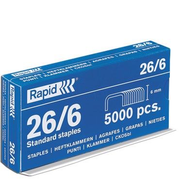 Rapid 24861800 Boîte de 5000 Agrafes 26/6 mm Galva 