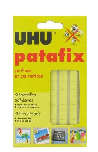 Pâtes adhésives patafix repositionnable pochettes de 80 jaune uhu